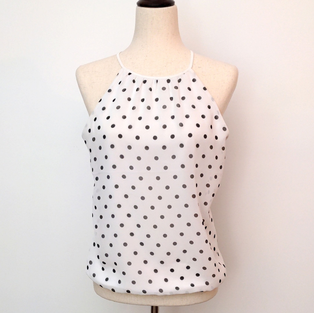 Black & White Polka Dot Halter Top